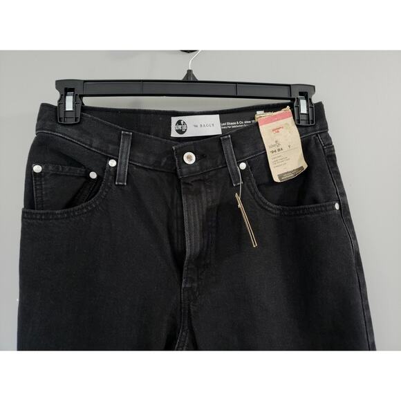 NEW Levis 29x31 Black Mid-Rise '94 Baggy Straight Jeans 30 Silver Tab Distressed - Picture 3 of 7